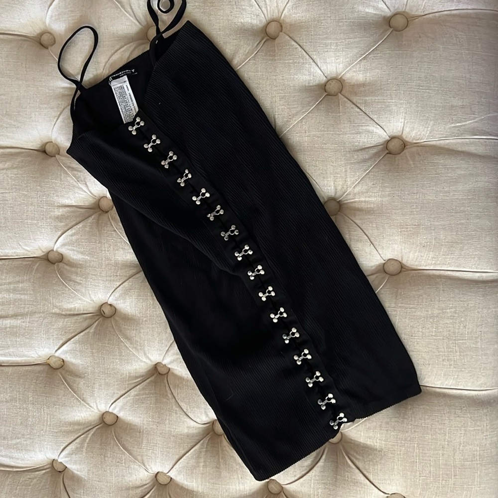 X small zara black ribbed fitted dress spaghetti straps